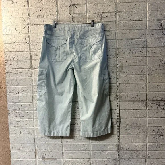 American Eagle Light /blue Cargo Capri Pants Size 12 Stretch Utility Y2K - Picture 6 of 13